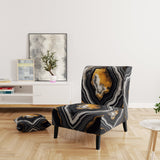 Glam Serenity Black Gold Agate - Modern Arm Chair