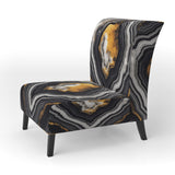 Glam Serenity Black Gold Agate - Modern Arm Chair