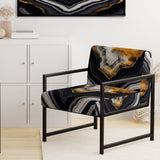 Glam Serenity Black Gold Agate - Modern Arm Chair