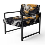 Glam Serenity Black Gold Agate - Modern Arm Chair