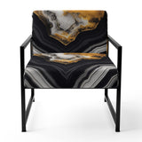 Glam Serenity Black Gold Agate - Modern Arm Chair