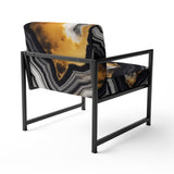 Glam Serenity Black Gold Agate - Modern Arm Chair