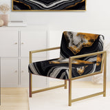 Glam Serenity Black Gold Agate - Modern Arm Chair