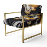 Glam Serenity Black Gold Agate - Modern Arm Chair
