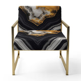 Glam Serenity Black Gold Agate - Modern Arm Chair