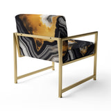 Glam Serenity Black Gold Agate - Modern Arm Chair