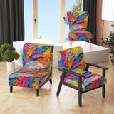 Rough Texture Colorful Feathers Painting - Modern Arm Chair