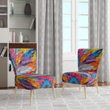 Rough Texture Colorful Feathers Painting - Modern Arm Chair