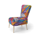 Rough Texture Colorful Feathers Painting - Modern Arm Chair