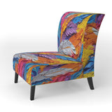 Rough Texture Colorful Feathers Painting - Modern Arm Chair