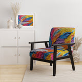 Rough Texture Colorful Feathers Painting - Modern Arm Chair