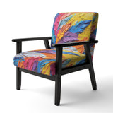 Rough Texture Colorful Feathers Painting - Modern Arm Chair