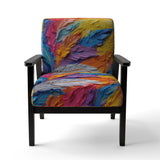 Rough Texture Colorful Feathers Painting - Modern Arm Chair