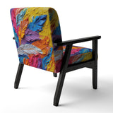 Rough Texture Colorful Feathers Painting - Modern Arm Chair