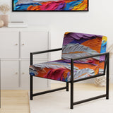 Rough Texture Colorful Feathers Painting - Modern Arm Chair