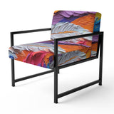 Rough Texture Colorful Feathers Painting - Modern Arm Chair