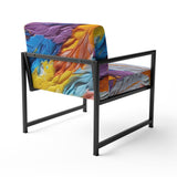 Rough Texture Colorful Feathers Painting - Modern Arm Chair