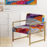 Rough Texture Colorful Feathers Painting - Modern Arm Chair