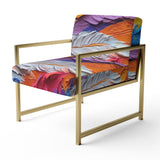 Rough Texture Colorful Feathers Painting - Modern Arm Chair