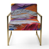 Rough Texture Colorful Feathers Painting - Modern Arm Chair