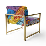 Rough Texture Colorful Feathers Painting - Modern Arm Chair