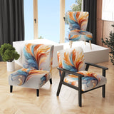 Fractal Boho Feather Amber Orange And Turquoise - Modern Accent Side Chair