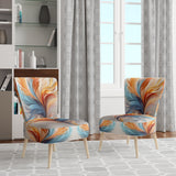 Fractal Boho Feather Amber Orange And Turquoise - Modern Accent Side Chair