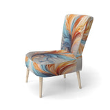 Fractal Boho Feather Amber Orange And Turquoise - Modern Accent Side Chair