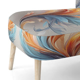Fractal Boho Feather Amber Orange And Turquoise - Modern Accent Side Chair