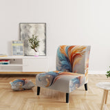 Fractal Boho Feather Amber Orange And Turquoise - Modern Accent Side Chair