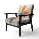 Fractal Boho Feather Amber Orange And Turquoise - Modern Accent Side Chair