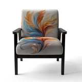 Fractal Boho Feather Amber Orange And Turquoise - Modern Accent Side Chair