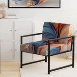 Fractal Boho Feather Amber Orange And Turquoise - Modern Accent Side Chair