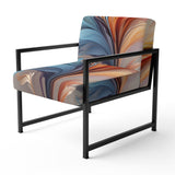 Fractal Boho Feather Amber Orange And Turquoise - Modern Accent Side Chair