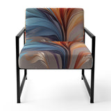 Fractal Boho Feather Amber Orange And Turquoise - Modern Accent Side Chair