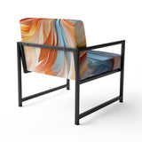 Fractal Boho Feather Amber Orange And Turquoise - Modern Accent Side Chair