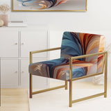 Fractal Boho Feather Amber Orange And Turquoise - Modern Accent Side Chair