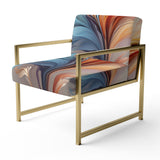 Fractal Boho Feather Amber Orange And Turquoise - Modern Accent Side Chair