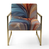 Fractal Boho Feather Amber Orange And Turquoise - Modern Accent Side Chair