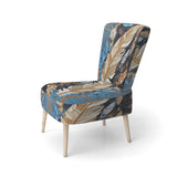 Boho Glam Exquisite Gold On Blue Feather Painting - Modern Accent Slipper Chair
