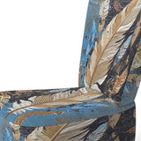 Boho Glam Exquisite Gold On Blue Feather Painting - Modern Accent Slipper Chair