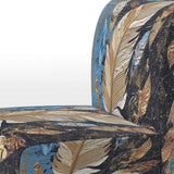 Boho Glam Exquisite Gold On Blue Feather Painting - Modern Accent Slipper Chair