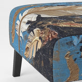 Boho Glam Exquisite Gold On Blue Feather Painting - Modern Accent Slipper Chair