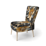 Golden Lily Flower Glam On Black - Upholstered Modern Accent Chairs