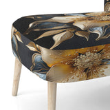 Golden Lily Flower Glam On Black - Upholstered Modern Accent Chairs