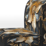 Golden Lily Flower Glam On Black - Upholstered Modern Accent Chairs