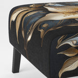 Golden Lily Flower Glam On Black - Upholstered Modern Accent Chairs