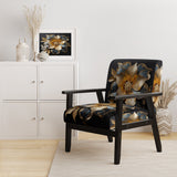 Golden Lily Flower Glam On Black - Upholstered Modern Accent Chairs