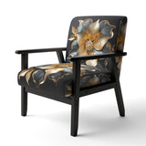 Golden Lily Flower Glam On Black - Upholstered Modern Accent Chairs