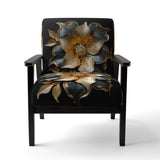 Golden Lily Flower Glam On Black - Upholstered Modern Accent Chairs